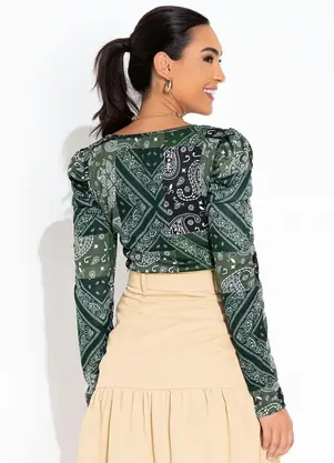 Rosalie - Blusa Cashmere Verde com Manga - ROSALIE