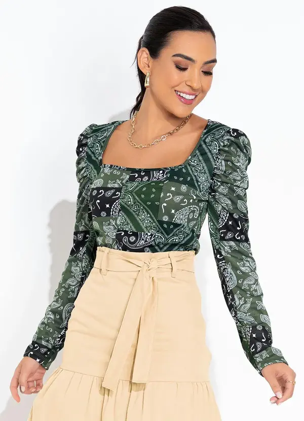 Rosalie - Blusa Cashmere Verde com Manga 1