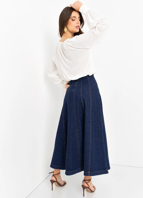 Mob - Blusa Chiffon M/L Detalhe Entremeio Bege 8