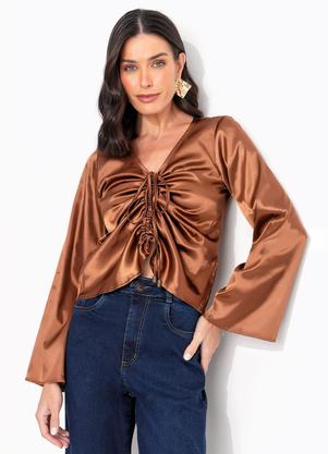 Blusa Chocolate em Tecido Acetinado