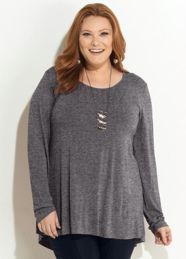 Quintess - Blusa Chumbo Mullet com Mangas Longas 5