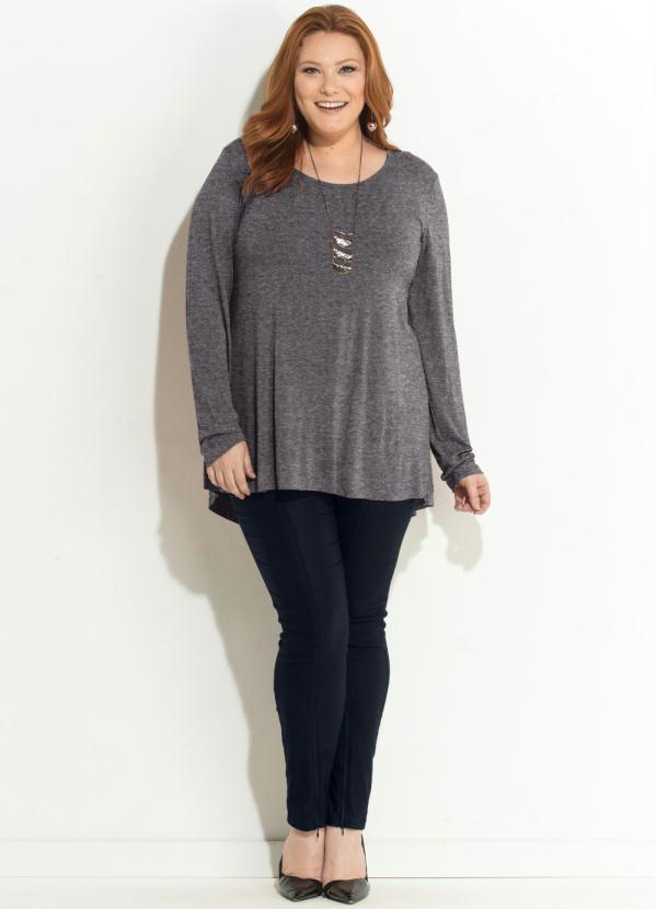 Quintess - Blusa Chumbo Mullet com Mangas Longas 7