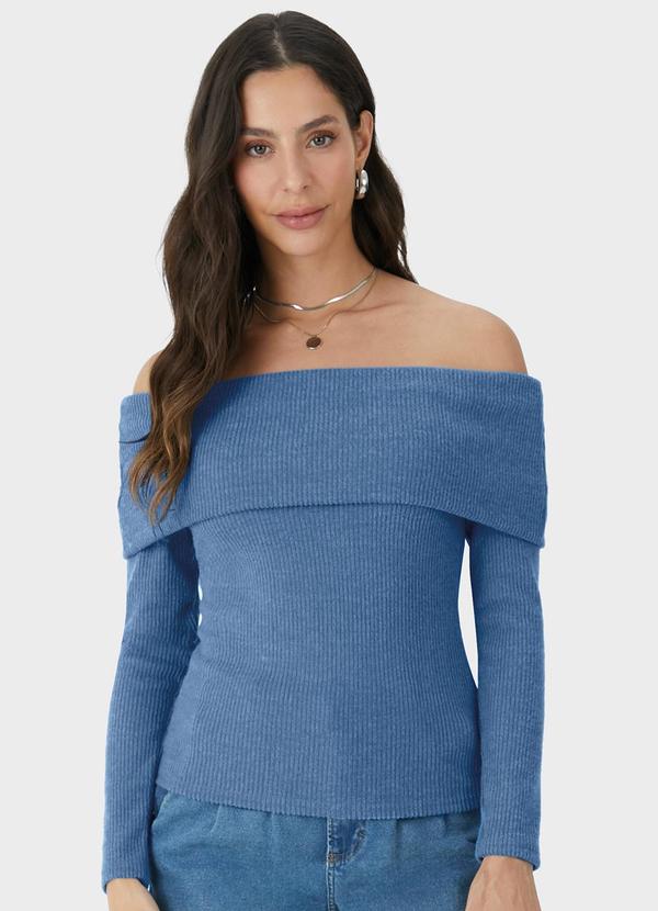 Malwee - Blusa Ciganinha em Tricot Azul