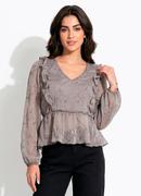 Blusa Cinza Claro em Devor� Bordado