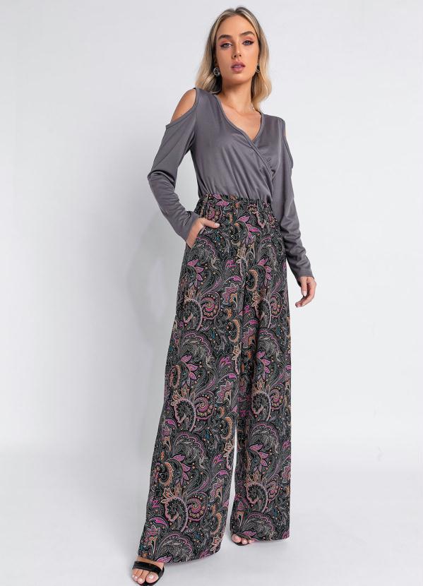 Outlet - Blusa Cinza com Decote Transpassada 3