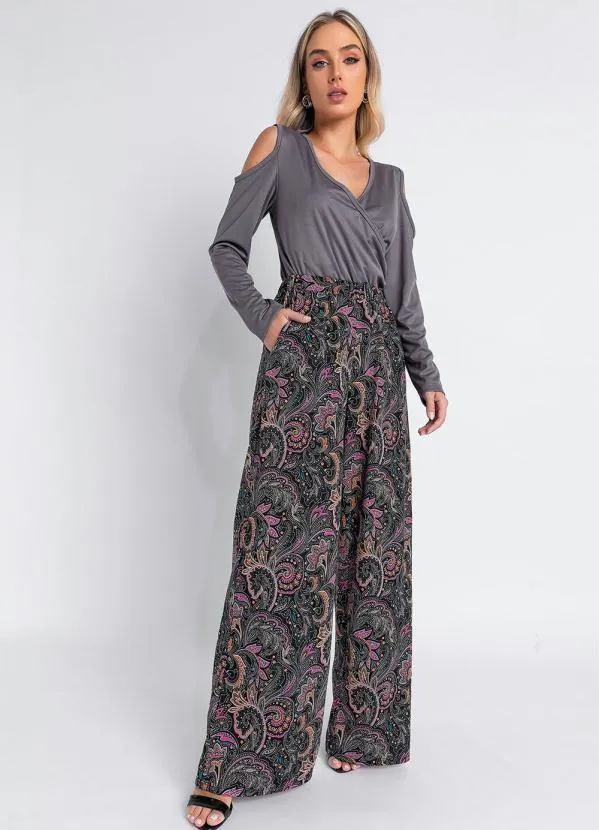 Queima Estoque - Blusa Cinza com Decote Transpassada 3