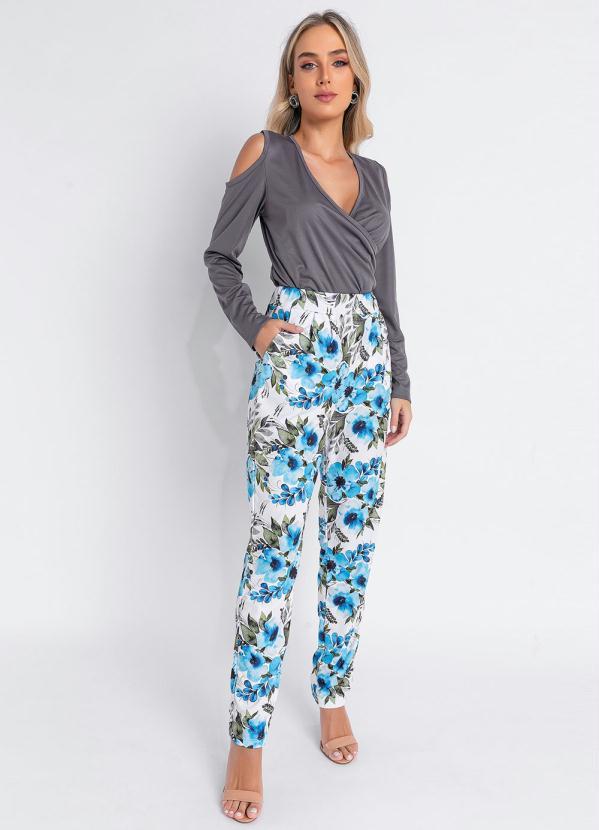 Outlet - Blusa Cinza com Decote Transpassada 5