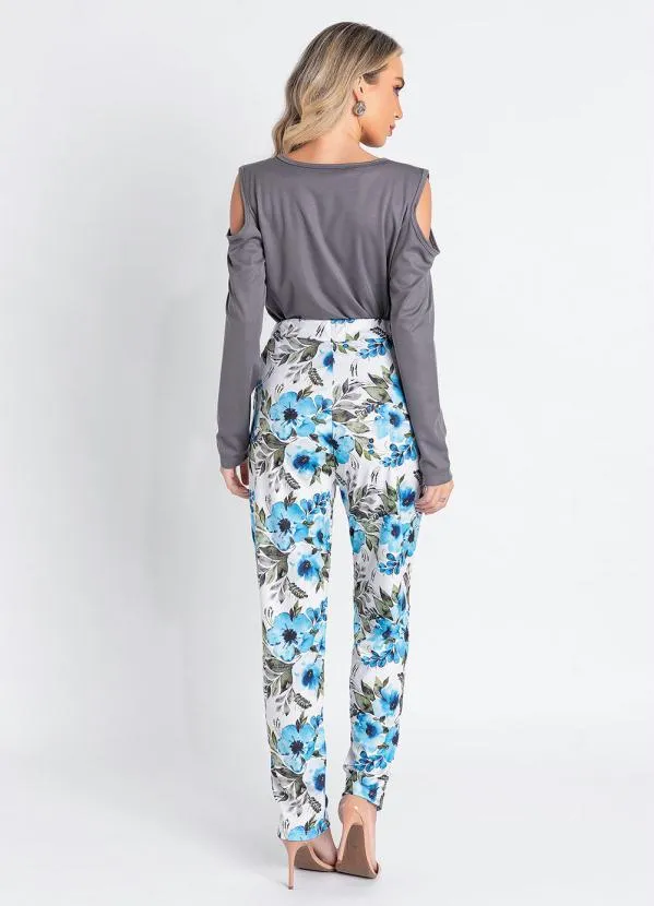 Queima Estoque - Blusa Cinza com Decote Transpassada 6