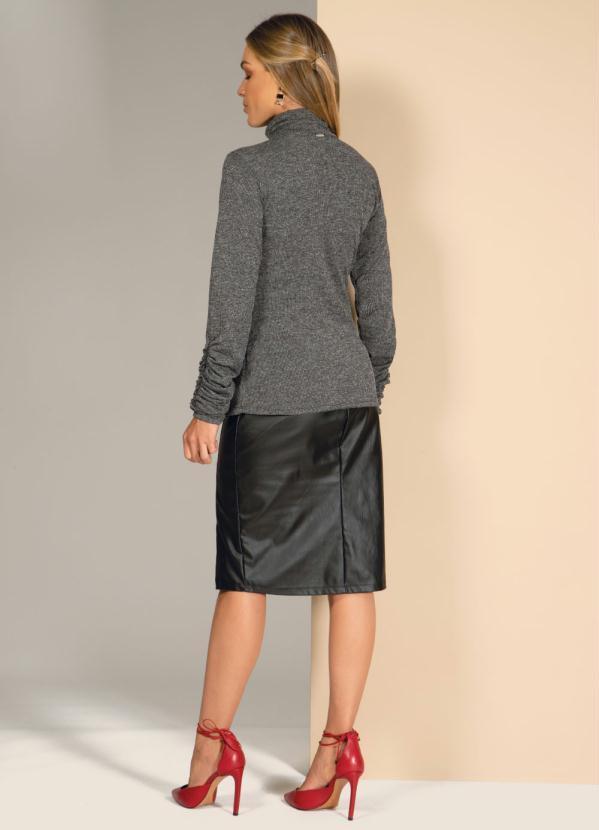 Quintess - Blusa Cinza com Mangas Franzidas 4