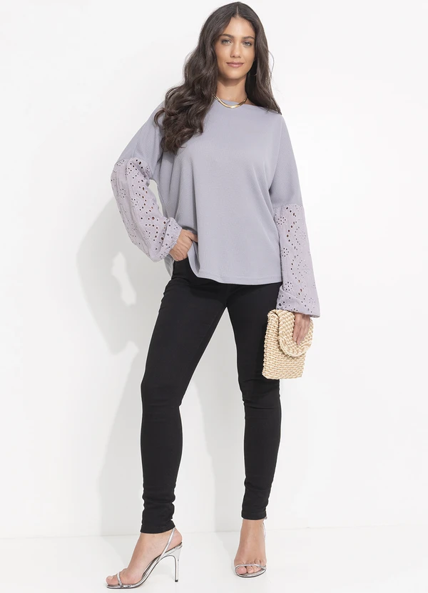 Quintess - Blusa Cinza em Malha Favo 3