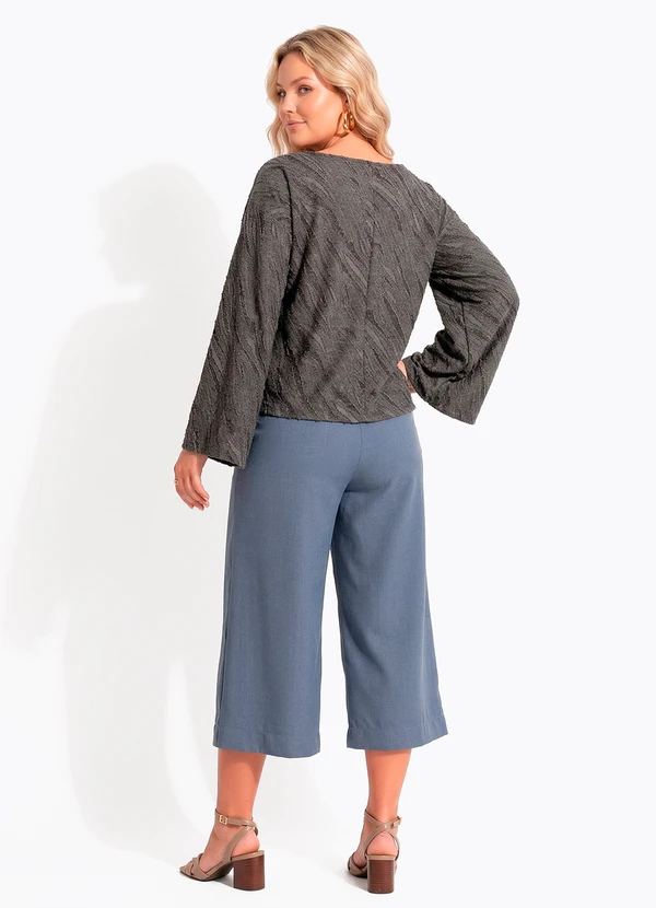 Quintess - Blusa Cinza em Malha Jacquard com Textura 8