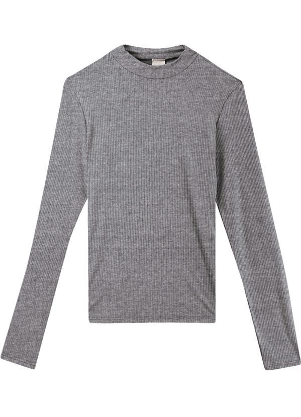 Malwee - Blusa Cinza Escuro Feminina Canelada