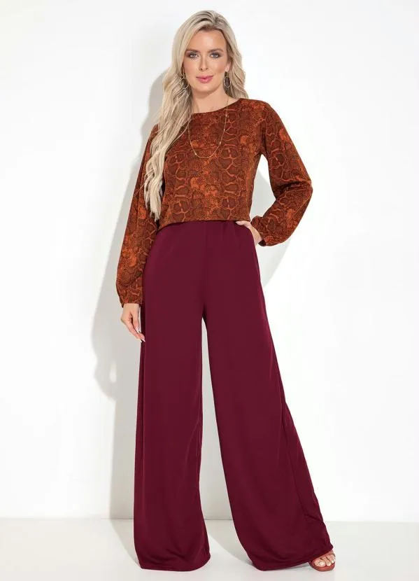 Moda Pop - Blusa Cobra Laranja com Mangas Longas Bufantes 3