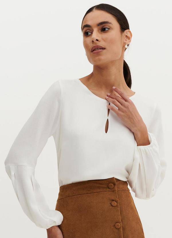Principessa - Blusa com Abertura no Decote Off White July Bege