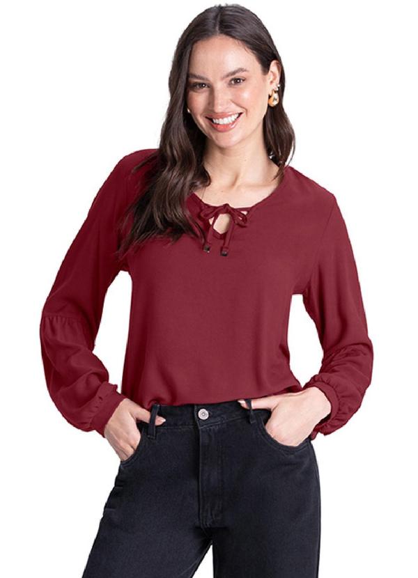 Rezzato - Blusa com Amarração no Decote Feminino Vermelho