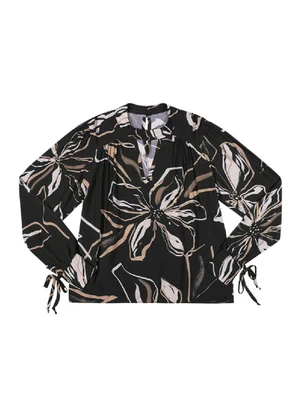 Outlet - Blusa com Amarração no Punho Feminino Preto - OUTLET