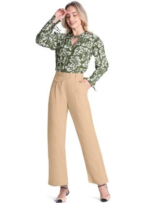 Outlet - Blusa com Amarração no Punho Feminino Verde - OUTLET