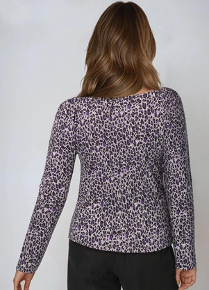 bonprix - Blusa com Amarração Onça Roxa - BONPRIX