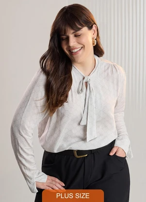 Lunender Mais Mulher - Blusa com Amarração Plus Size Cinza - LUNENDER MAIS MULHER