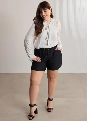 Lunender Mais Mulher - Blusa com Amarração Plus Size Cinza - LUNENDER MAIS MULHER