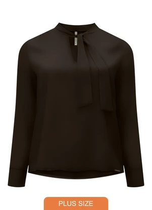 Lunender Mais Mulher - Blusa com Amarração Plus Size Marrom - LUNENDER MAIS MULHER