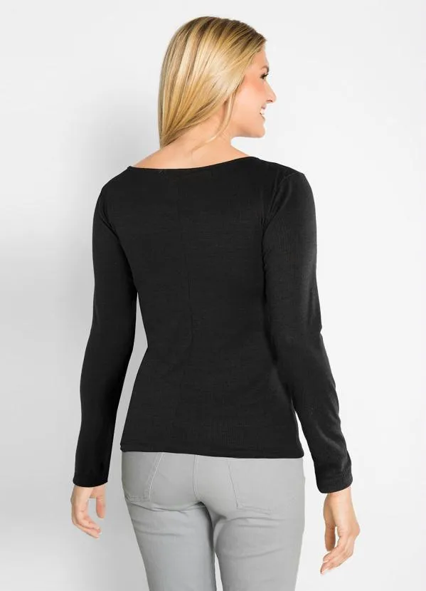 bonprix - Blusa com Amarração Preta 2