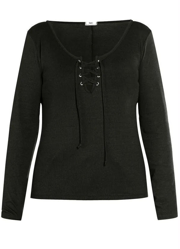 bonprix - Blusa com Amarração Preta 6