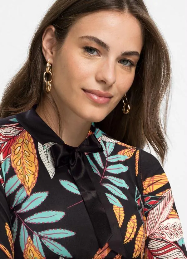 bonprix - Blusa com Amarração Preta