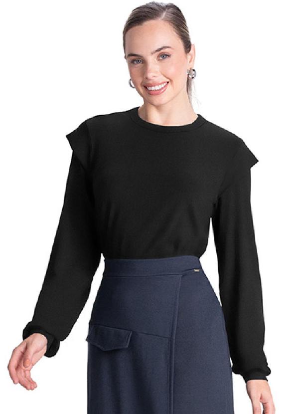 Rezzato - Blusa com Babado Feminino Preto