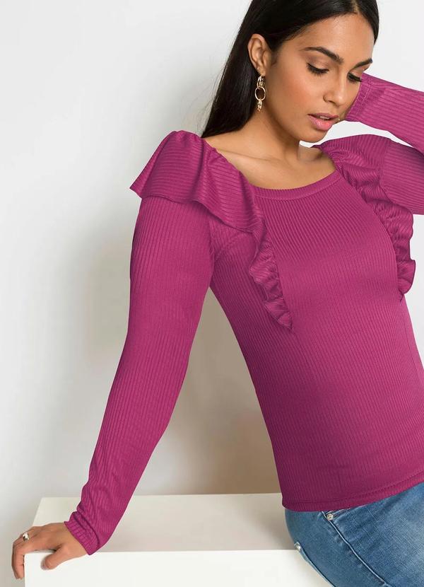 Outlet - Blusa com Babado Vinho 2