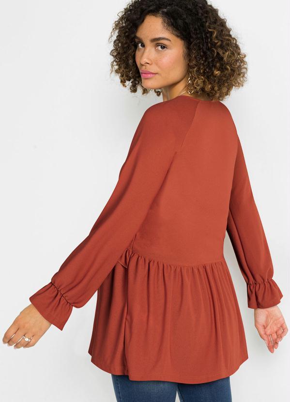 Outlet - Blusa com Babados Marrom 2