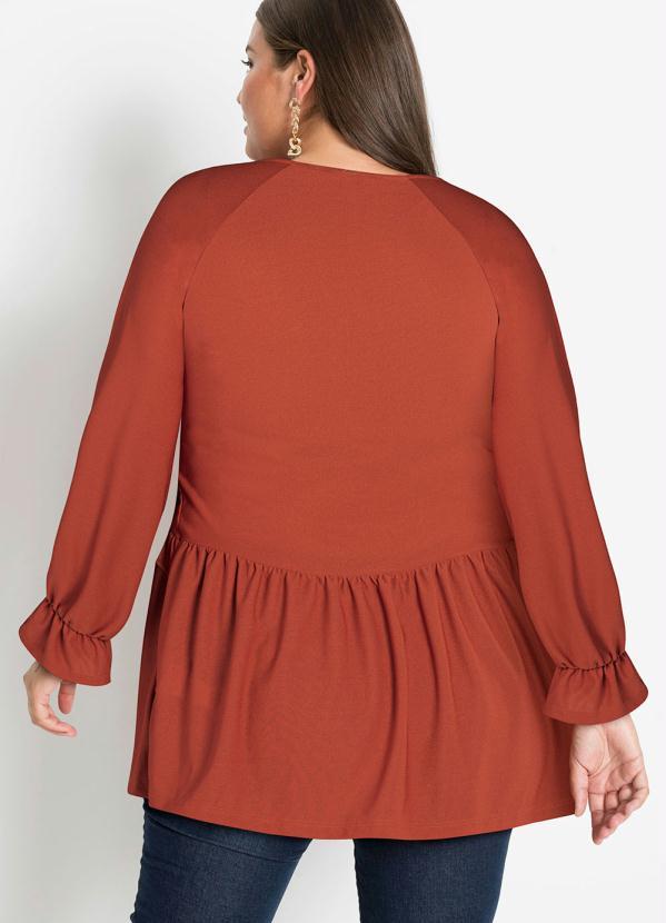 Outlet - Blusa com Babados Marrom 5