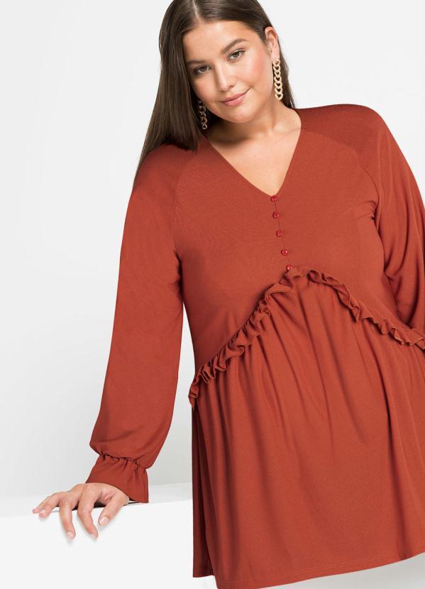 Outlet - Blusa com Babados Marrom 6