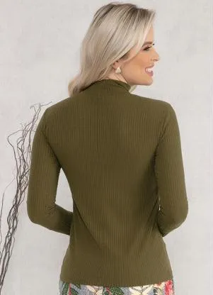 Moda Pop - Blusa com Botões Decorativos Verde Musgo - MODA POP