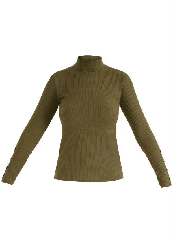 Moda Pop - Blusa com Botões Decorativos Verde Musgo 5