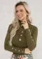 Moda Pop - Blusa Manga Longa Bordô com Botões Decorativos - variação: Verde Musgo