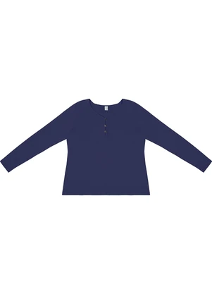 Rovitex - Blusa com Botões Manga Longa Azul - ROVITEX