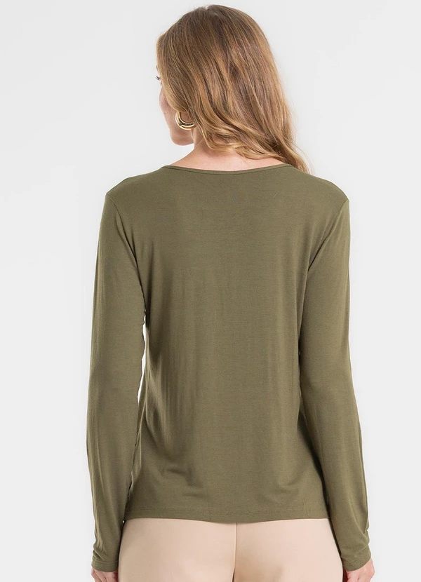 Rovitex - Blusa com Botões Manga Longa Verde 2