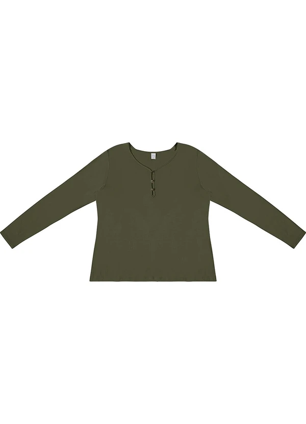 Rovitex - Blusa com Botões Manga Longa Verde 5