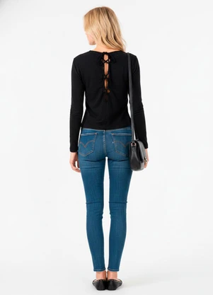 Bimini - Blusa com Decote Costas com Transpasse Preta - BIMINI