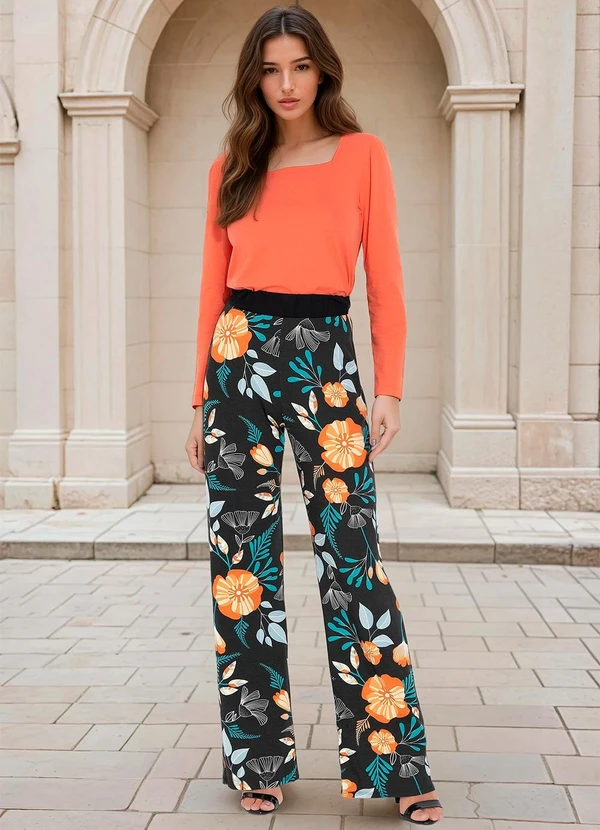 bonprix - Blusa com Decote Quadrado Laranja 2