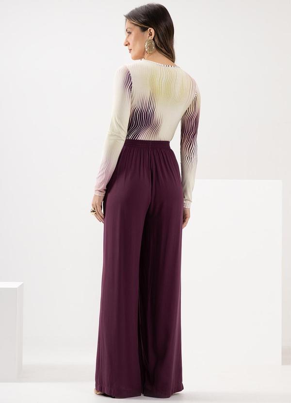 Lunender - Blusa com Decote Redondo em Malha Estampada Roxo 4