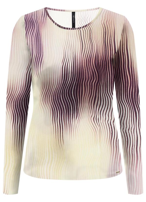 Lunender - Blusa com Decote Redondo em Malha Estampada Roxo 5