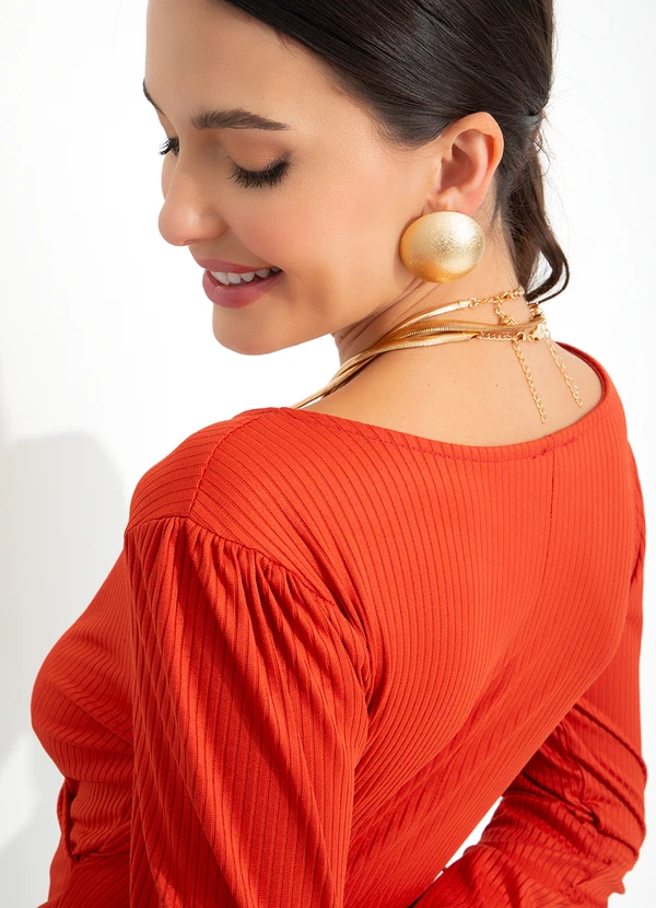 bonprix - Blusa com Decote Transpassado Ferrugem 4