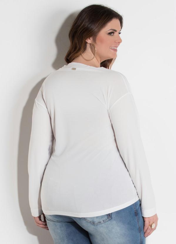Quintess - Blusa com Decote V Quintess Off White 10