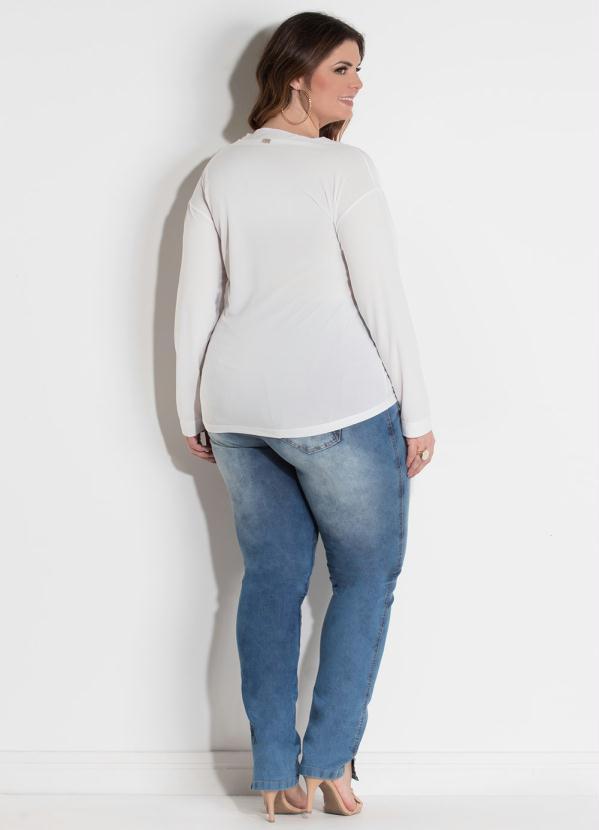 Quintess - Blusa com Decote V Quintess Off White 12