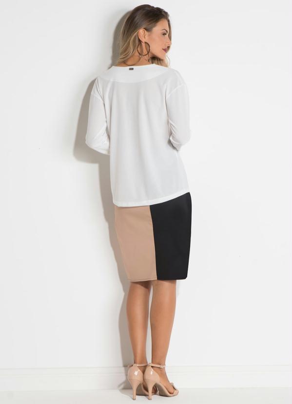 Quintess - Blusa com Decote V Quintess Off White 8