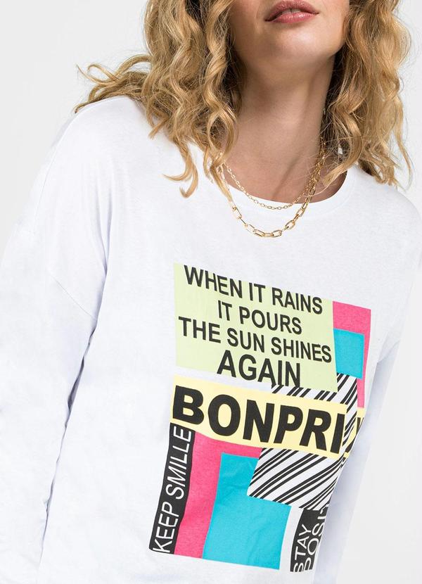 Outlet - Blusa com Estampa Bonprix Branca 3