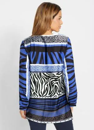 bonprix - Blusa com Fenda Azul - BONPRIX