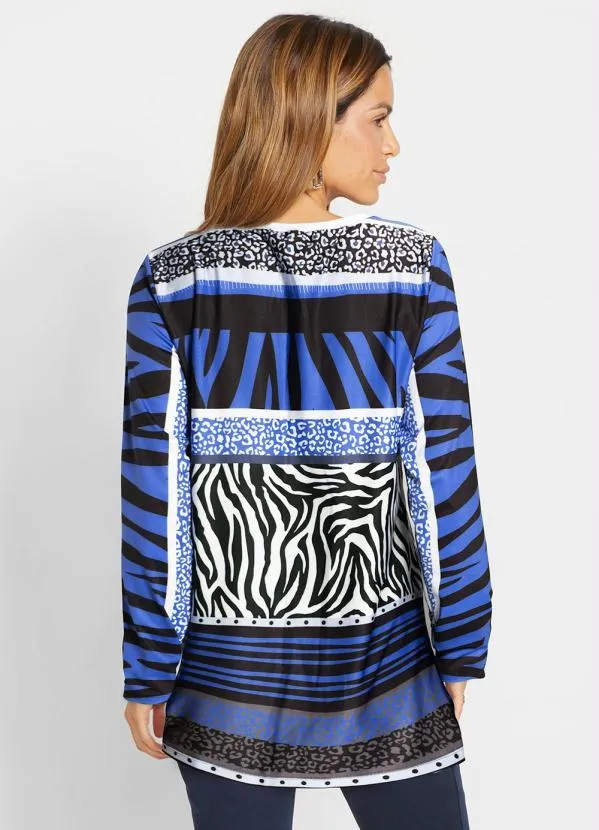 bonprix - Blusa com Fenda Azul 2